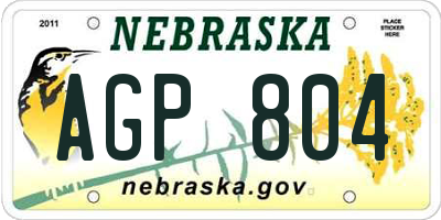 NE license plate AGP804
