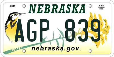 NE license plate AGP839