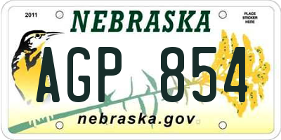 NE license plate AGP854
