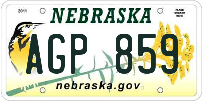 NE license plate AGP859
