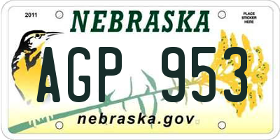 NE license plate AGP953
