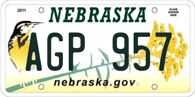 NE license plate AGP957