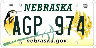 NE license plate AGP974