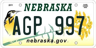 NE license plate AGP997