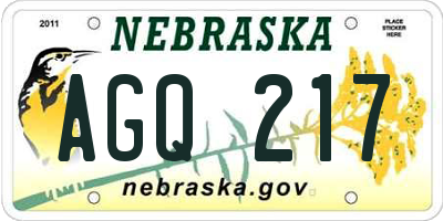 NE license plate AGQ217