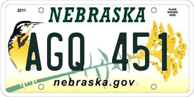 NE license plate AGQ451