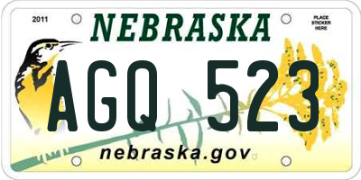 NE license plate AGQ523
