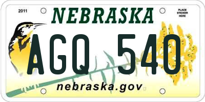 NE license plate AGQ540