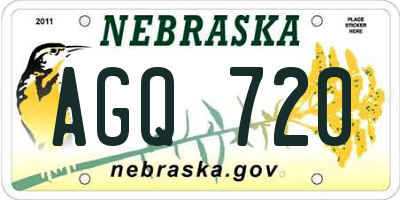 NE license plate AGQ720