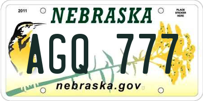 NE license plate AGQ777