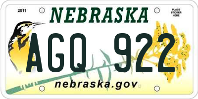 NE license plate AGQ922