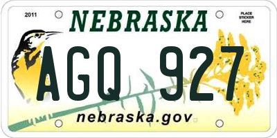 NE license plate AGQ927