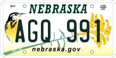 NE license plate AGQ991
