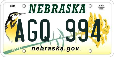NE license plate AGQ994