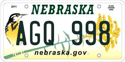 NE license plate AGQ998