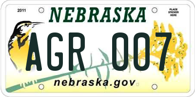 NE license plate AGR007