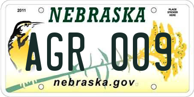 NE license plate AGR009