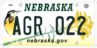 NE license plate AGR022