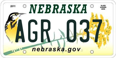 NE license plate AGR037