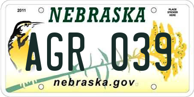 NE license plate AGR039