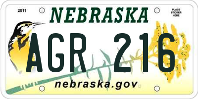 NE license plate AGR216