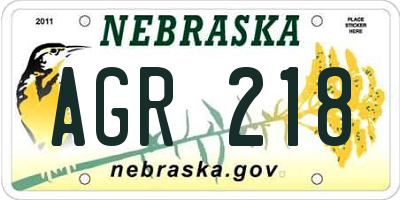 NE license plate AGR218