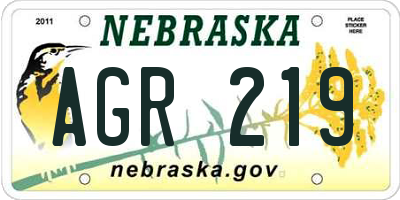 NE license plate AGR219