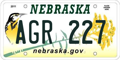 NE license plate AGR227