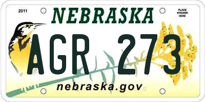 NE license plate AGR273