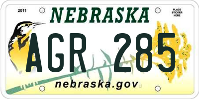 NE license plate AGR285