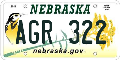 NE license plate AGR322