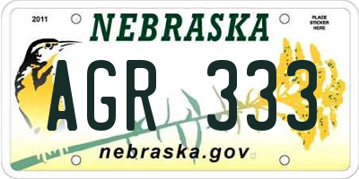 NE license plate AGR333