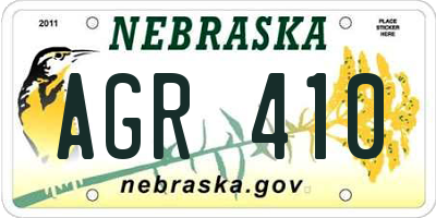 NE license plate AGR410