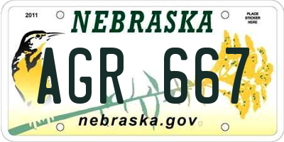 NE license plate AGR667