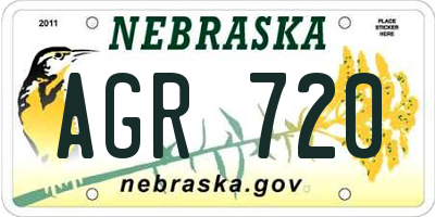 NE license plate AGR720