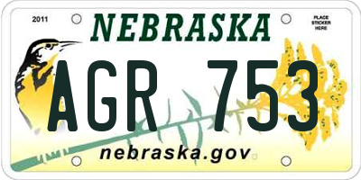 NE license plate AGR753
