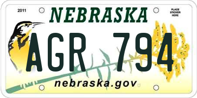 NE license plate AGR794