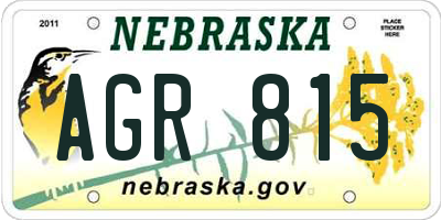 NE license plate AGR815