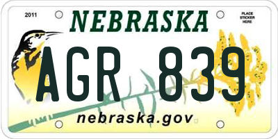 NE license plate AGR839