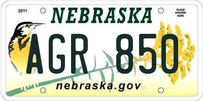 NE license plate AGR850