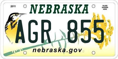 NE license plate AGR855