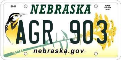 NE license plate AGR903