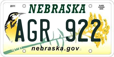 NE license plate AGR922