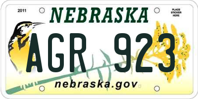 NE license plate AGR923
