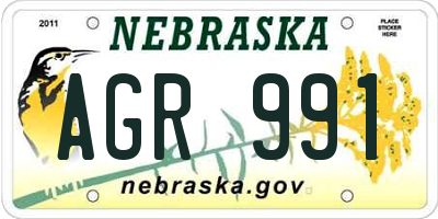 NE license plate AGR991