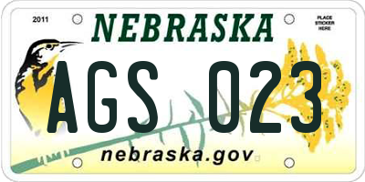 NE license plate AGS023