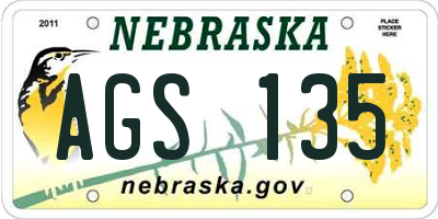 NE license plate AGS135