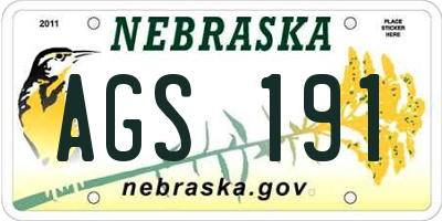 NE license plate AGS191