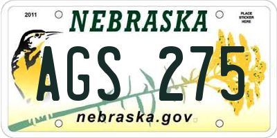 NE license plate AGS275