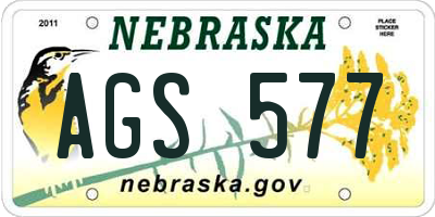 NE license plate AGS577